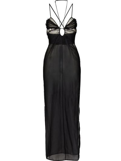 Nensi Dojaka Gathered-detail Strap-detail Dress In Black