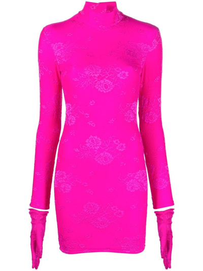 Balenciaga Lingerie High-neck Mini Dress In Pink