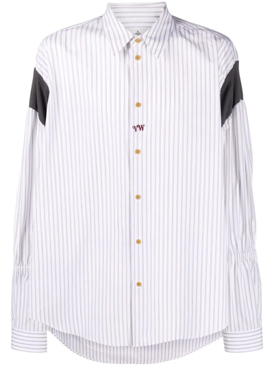 Vivienne Westwood White & Green Striped Oversize Shirt In Multicoloured