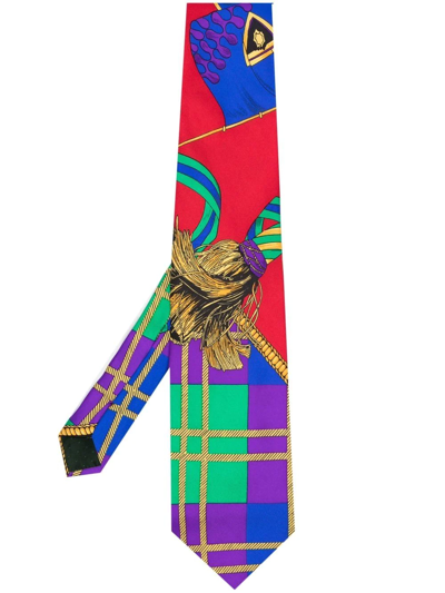 Pre-owned Versace 1990s Graphic-print Silk Tie In Red