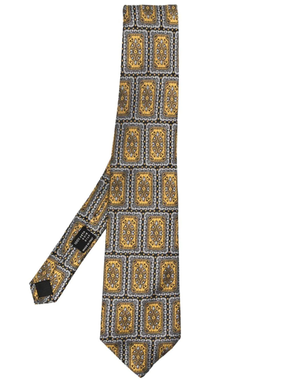 Pre-owned Versace 1990s Tile-print Silk Tie In Grey
