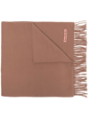 Acne Studios Fringed Wool Scarf In Brown