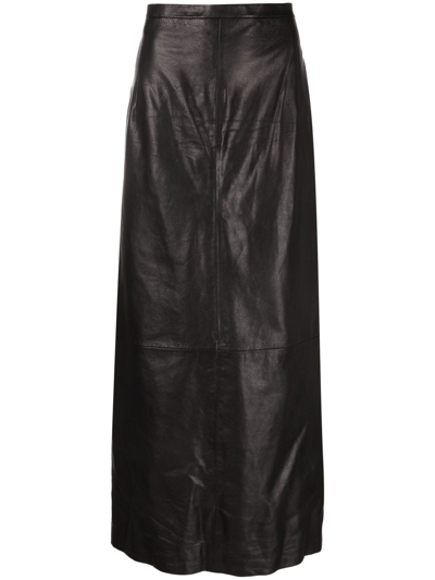 Balenciaga Leather A-line Skirt In Black