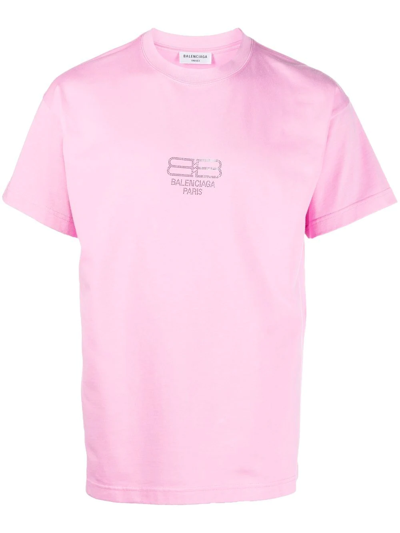 Balenciaga Bb Logo T-shirt In Pink