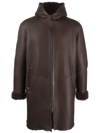 Tagliatore Wilson Hooded Shearling Coat In Brown