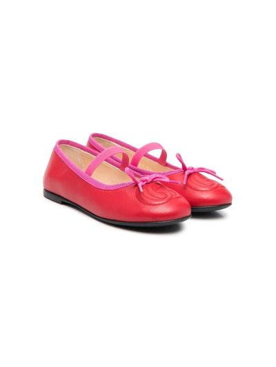 Gucci Kids' Logo-embroidered Ballerina Shoes In Hibis/orchi