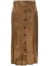 GOLDEN GOOSE BUTTONED-UP LEATHER SKIRT