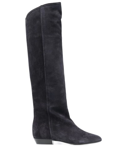 Isabel Marant Skarlet Panelled Suede Knee-high Boots In Black