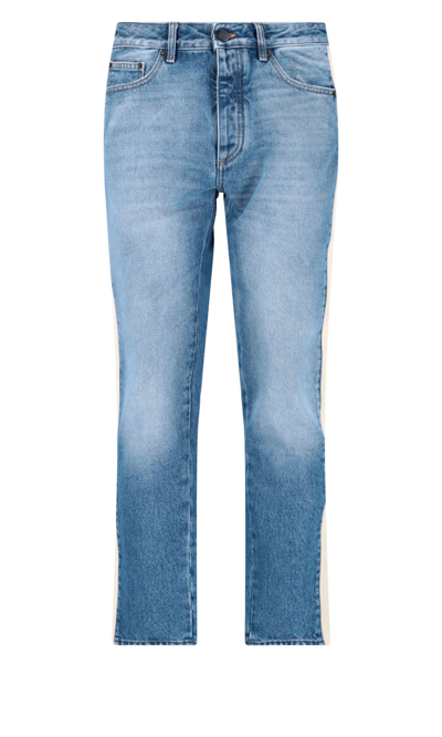 Palm Angels Skinny-fit Striped Denim Jeans In Blue