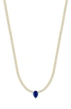 Chloe & Madison 14k Gold Plated Sterling Silver & Cz Tennis Choker Necklace In Yellow Gold/ Blue