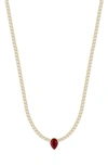 Chloe & Madison 14k Gold Plated Sterling Silver & Cz Tennis Choker Necklace In Yellow Gold/ Red