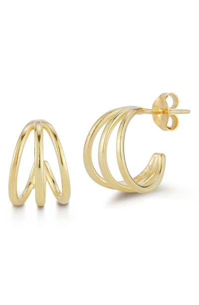 Chloe & Madison Plated Sterling Silver Triple Hoop Earrings In Yellow Gold