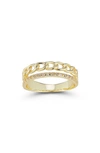 Chloe & Madison Chloe And Madison Plated Sterling Silver & Cz Double Band Ring In Yellow Gold