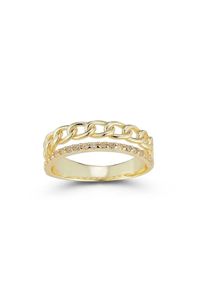 Chloe & Madison Plated Sterling Silver & Cz Double Band Ring In Yellow Gold