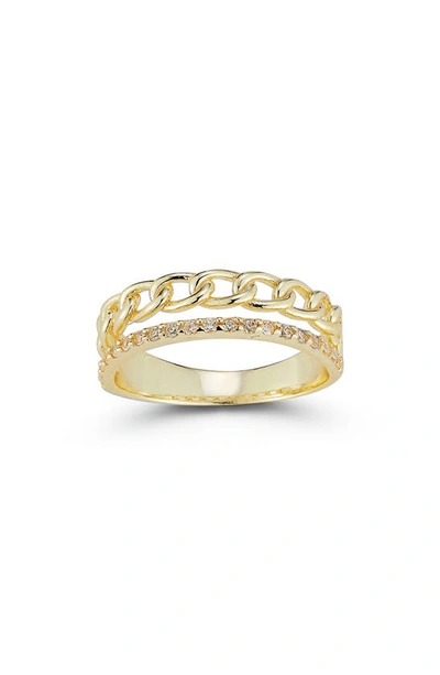 Chloe & Madison Chloe And Madison Plated Sterling Silver & Cz Double Band Ring In Yellow Gold