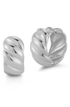 Chloe & Madison Plated Sterling Silver Rope Texture Huggie Hoop Earrings