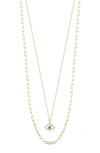 Chloe & Madison Chloe And Madison Plated Sterling Silver & Cz Evil Eye Pendant Layered Necklace In Yellow Gold