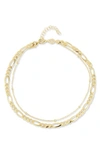 Chloe & Madison Plated Sterling Silver Double Chain Anklet In Yellow Gold