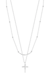 Chloe & Madison Chloe And Madison Plated Sterling Silver & Cz Layered Cross Necklace In Silver