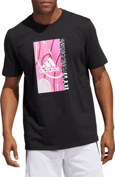Adidas Originals Basketball Graphic Cotton Jersey T-shirt In Black