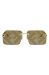 Fendi Sky 59mm Rectangular Sunglasses In Gold/ Other / Brown Mirror