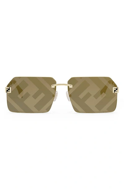 Fendi Sky 59mm Rectangular Sunglasses In Gold/brown Mirrored