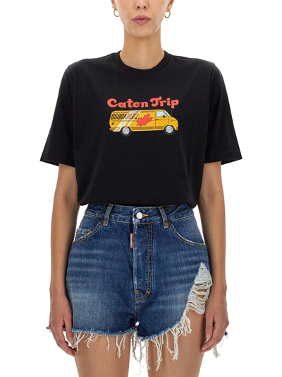 Dsquared2 Caten Trip Ranny T-shirt In Black
