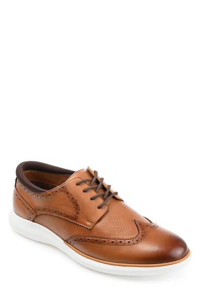 Thomas & Vine Savage Embossed Wingtip Derby In Cognac