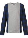 Mostly Heard Rarely Seen Plaid Sleeves Sweatshirt In Grey