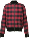 Mostly Heard Rarely Seen Plaid Bomber Jacket In Red