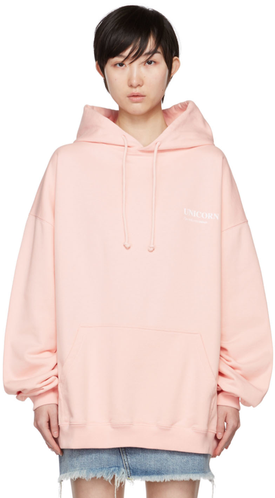 Vetements Pink 'unicorn' Hoodie In Baby Pink