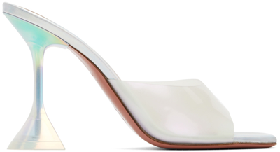 Amina Muaddi Iridescent Lupita Heeled Sandals In White