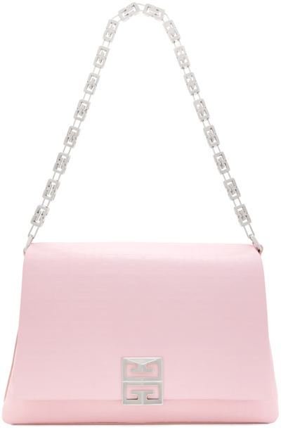 Givenchy Pink Embossed Calfskin Shoulder Bag With 4g Pattern In Rose-pink