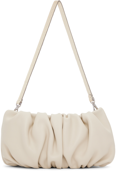 Staud Bean Gathered Leather Shoulder Bag In Cream