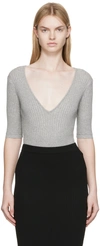 Maria Mcmanus Gray Ribbed Bodysuit In Heather Grey