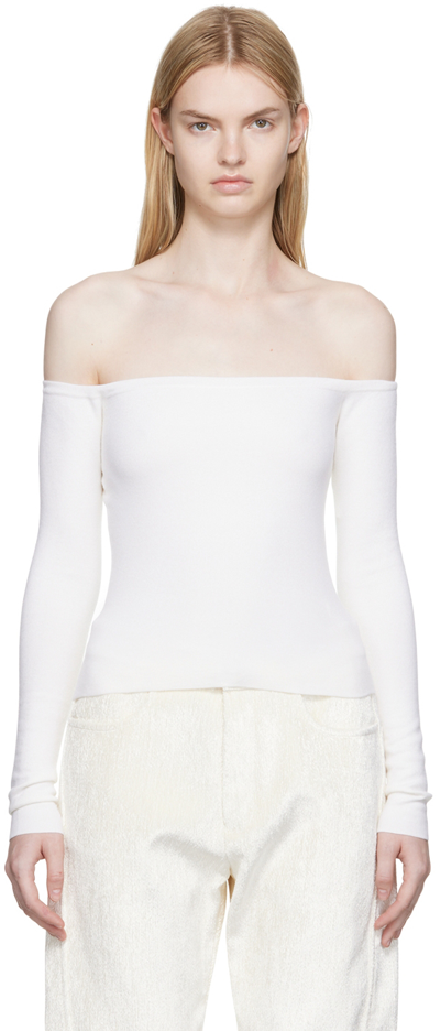 Gabriela Hearst Ameri Off-the-shoulder Wool-blend Top In Ivory
