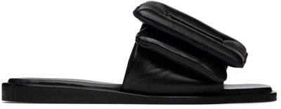 BOYY BLACK PUFFY FLAT SANDALS