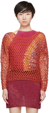 The Elder Statesman Red Open Knit Sweater In Mandarin
