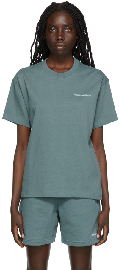 Adidas X Humanrace By Pharrell Williams Green Humanrace Basics T-shirt In Hazy Emerald