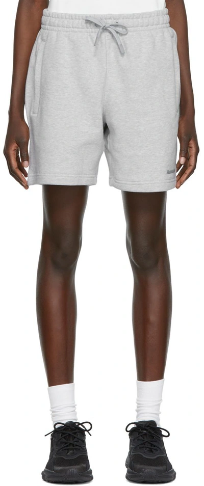 Adidas X Humanrace By Pharrell Williams Gray Humanrace Basics Shorts In Light Grey Heather