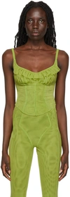 Kathryn Bowen Green Ruffle Tank Top In Lime