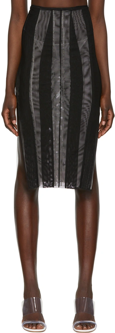 Kathryn Bowen Black Underwear Midi Skirt In Black/off White Lini