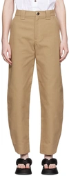 Ganni Beige Suit Trousers In 554 Petrified Oak