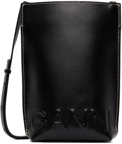 Ganni Black Small Banner Bag In 099 Black