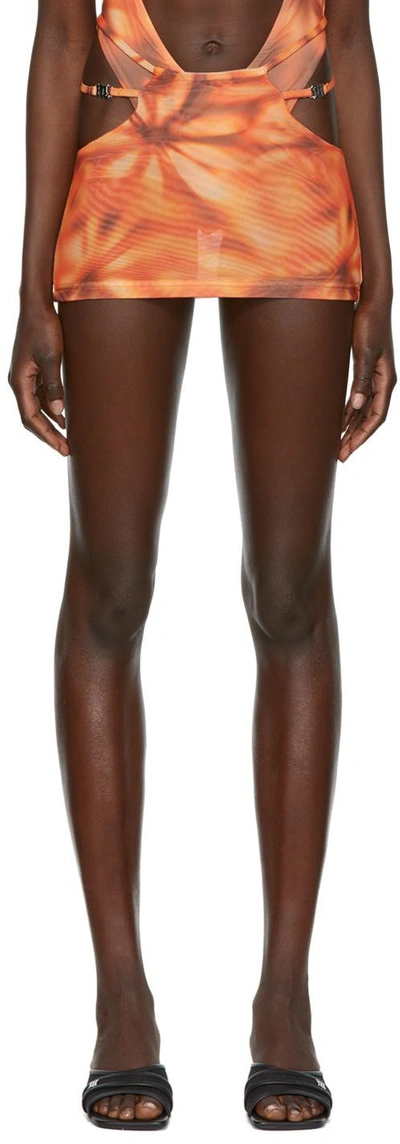 Misbhv Orange Flower Miniskirt In Mlc