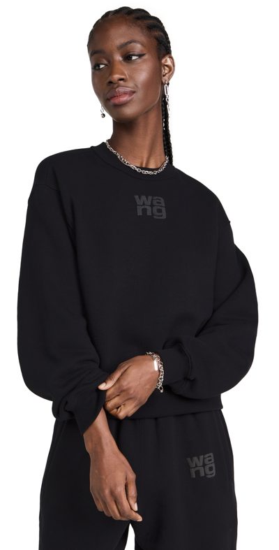 Alexander Wang Essential Terry Crew Sweatshirt In Black