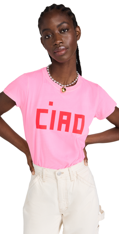 Clare V Ciao Tee In Neon Pink
