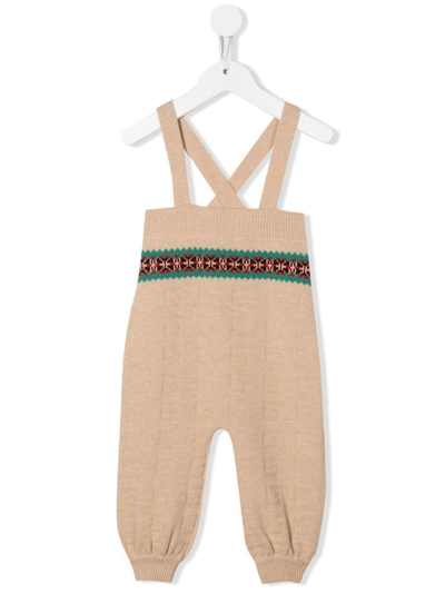 Gucci Babies' Gg Fine-knit Sleeveless Romper In Neutrals