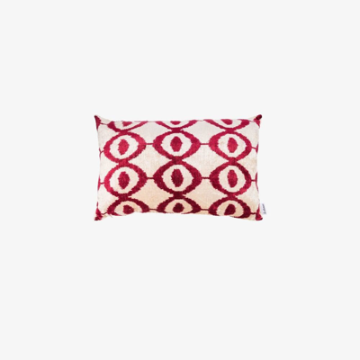 Les-ottomans Pink Geometric Patterned Silk Velvet Cushion