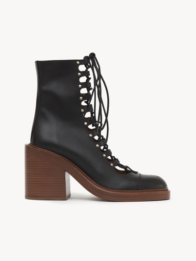 Chloé May Ankle Boot Black Size 11 100% Calf-skin Leather